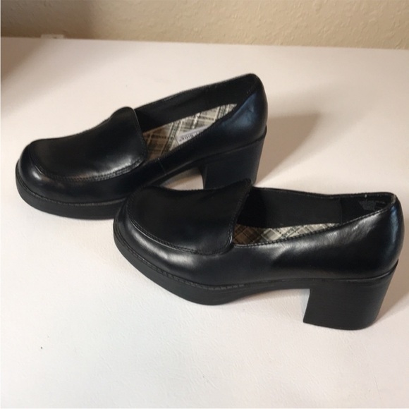 Women's Black Platform Chunky Heel Loafers - Picture 6 of 10